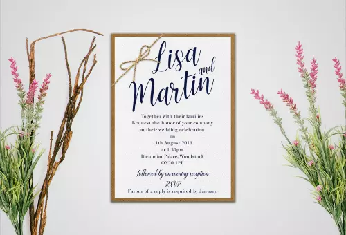 Wedding invitation mockup with flowers