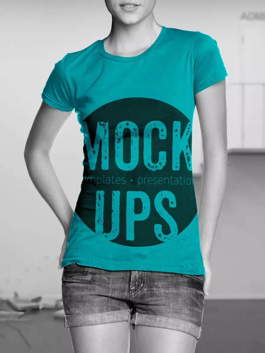 Download T-shirt PSD mockup on a monochrome background