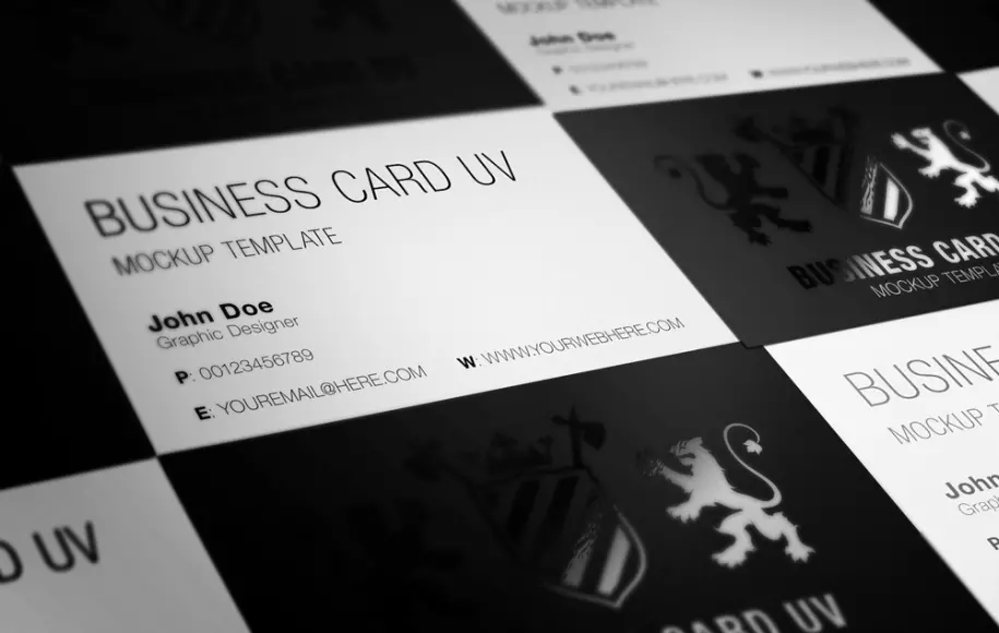 PSD mockup of black and white business cards