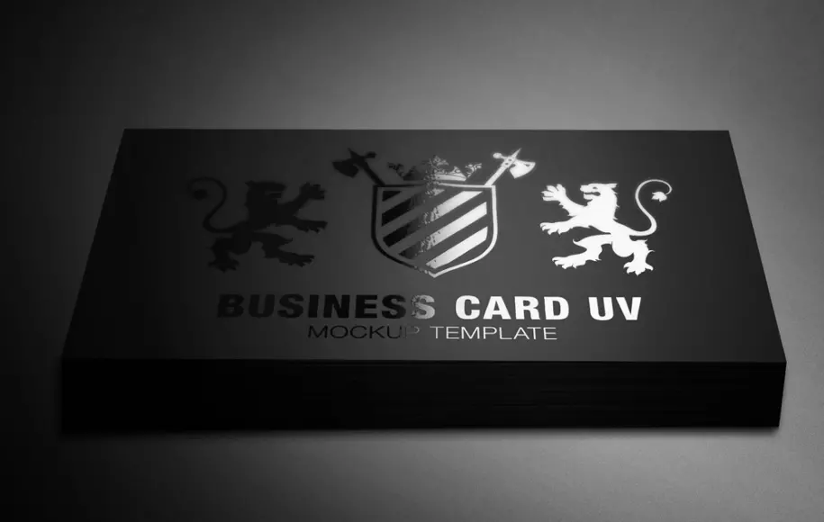 Stack of business cards PSD mockup on a black background