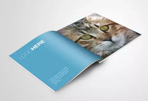 PSD mockup of a glossy square magazine or brochure