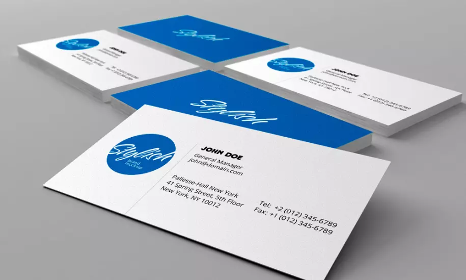 PSD mockup of business cards in different colors