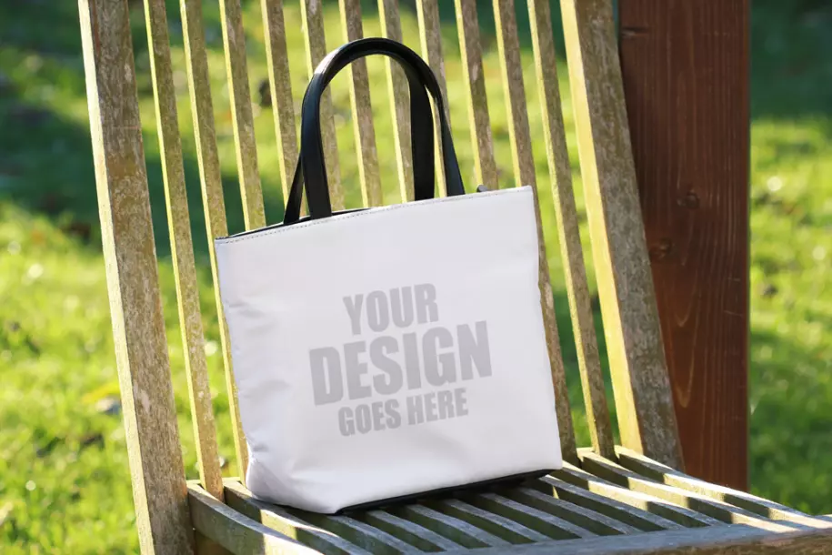 PSD mockup bag on a chair