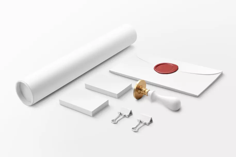 Business identity mockup PSD with tube