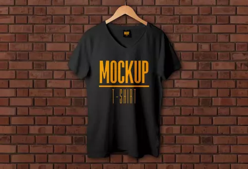 PSD mockup of t-shirts on a hanger