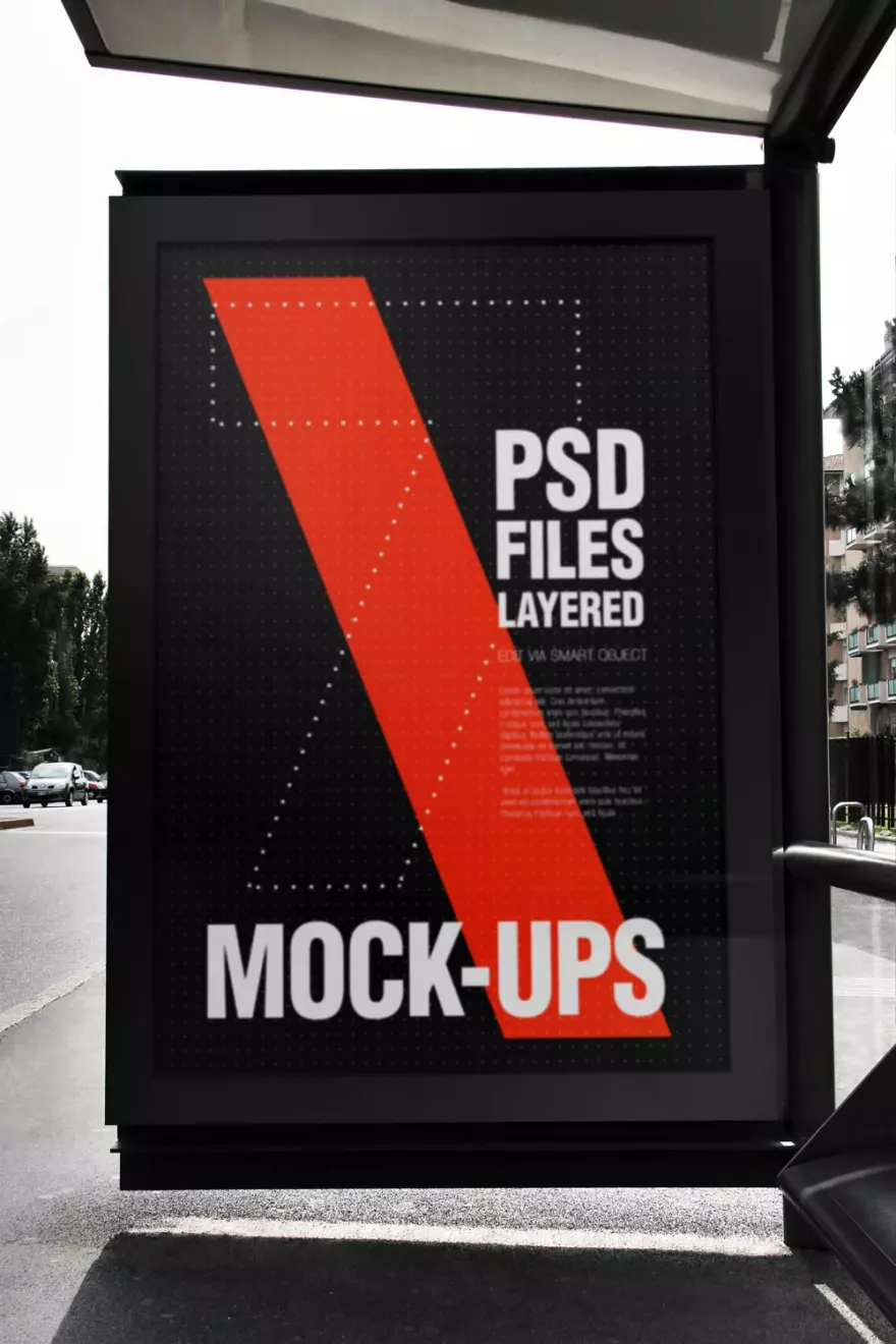 Download Bus stop advertising PSD mockup