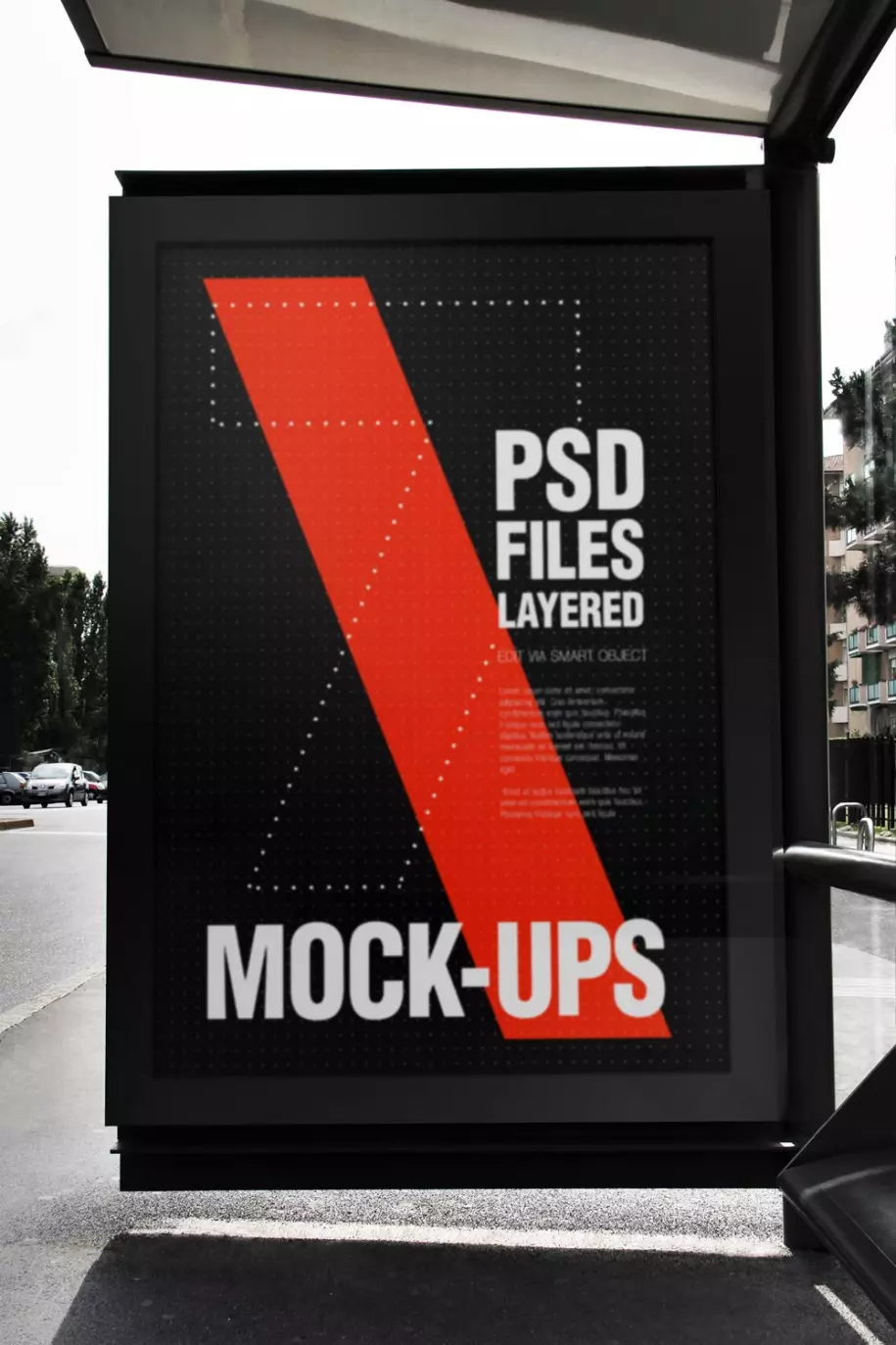 Bus stop advertising PSD mockup