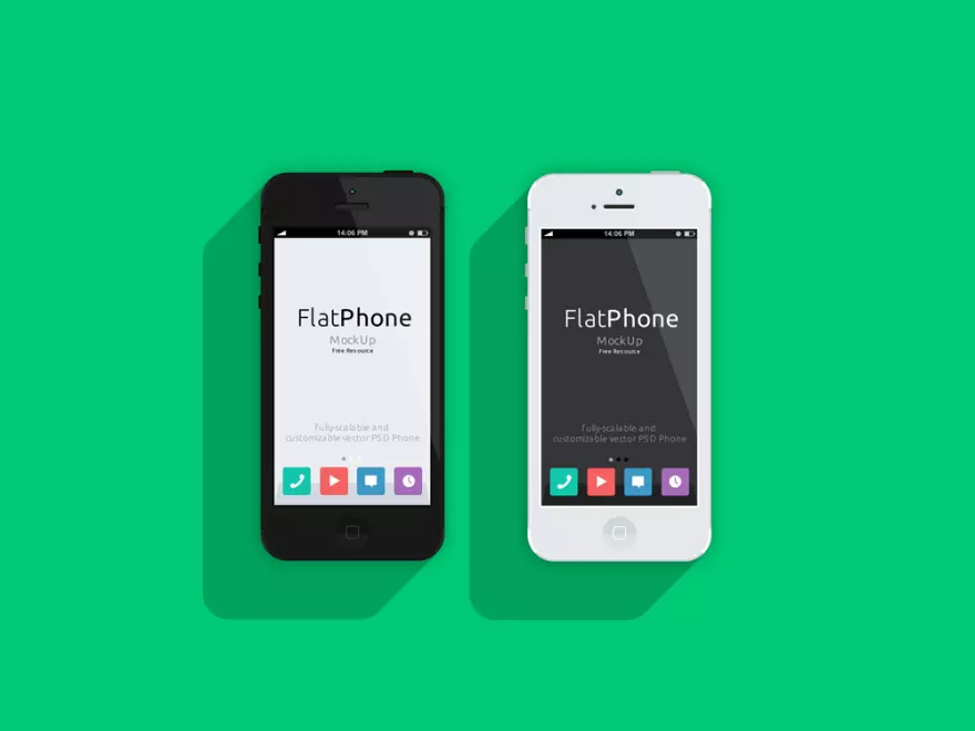 Download PSD mockup of iPhones on a green background