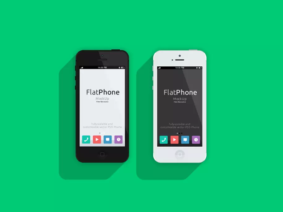 PSD mockup of iPhones on a green background