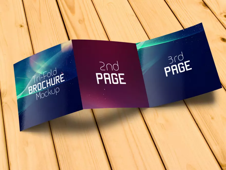 Download PSD mockup of a three-page booklet
