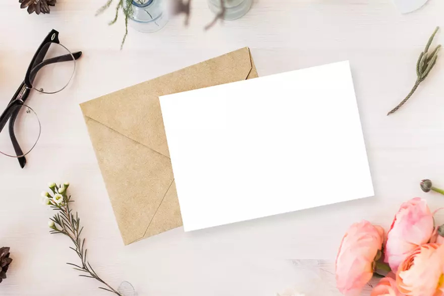 Download Postcard and envelope PSD mockup
