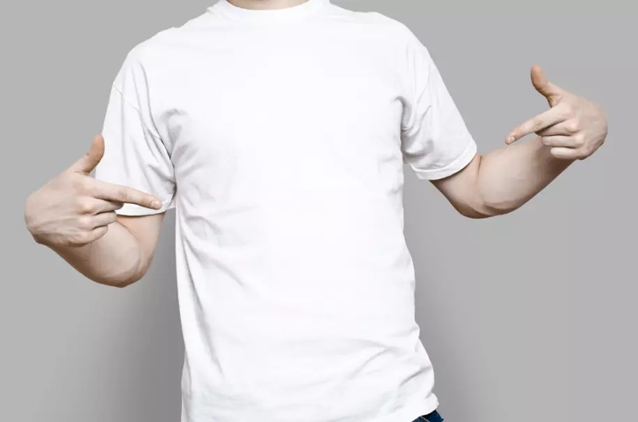 PSD mockup of a t-shirt on a model