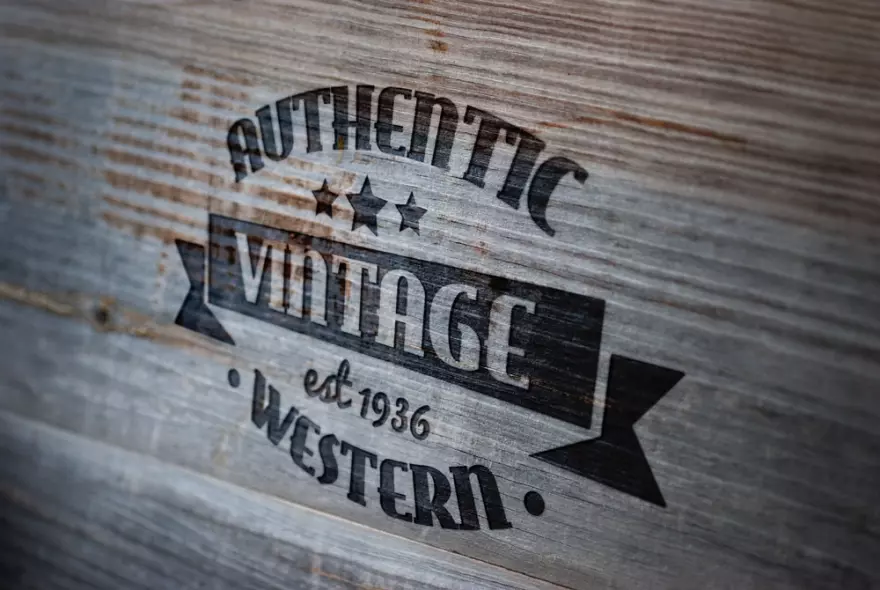 Download Logo PSD mockup on an old wooden surface