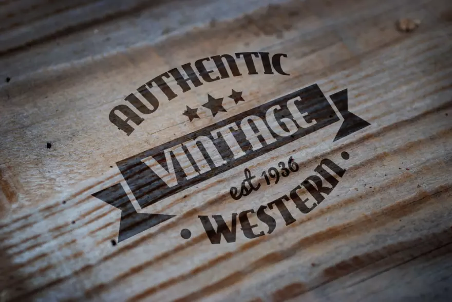 Download Logo PSD mockup on a wooden surface
