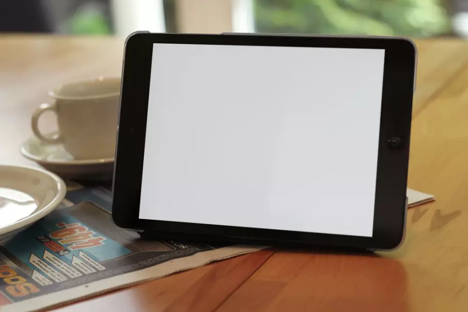 iPad on the table PSD mockup  
