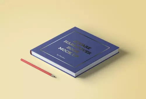 PSD mockup of book and pencil