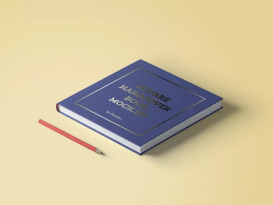 Download PSD mockup of book and pencil