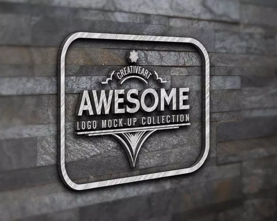 Download Logo PSD mockup on a stone wall