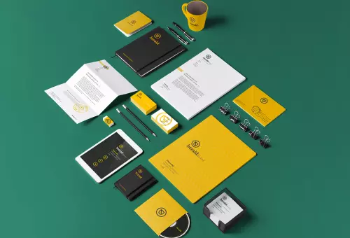 PSD mockup of a set of business components