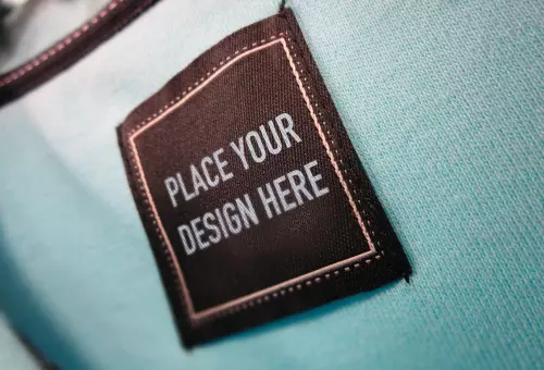 Patches on knitted fabric PSD mockup
