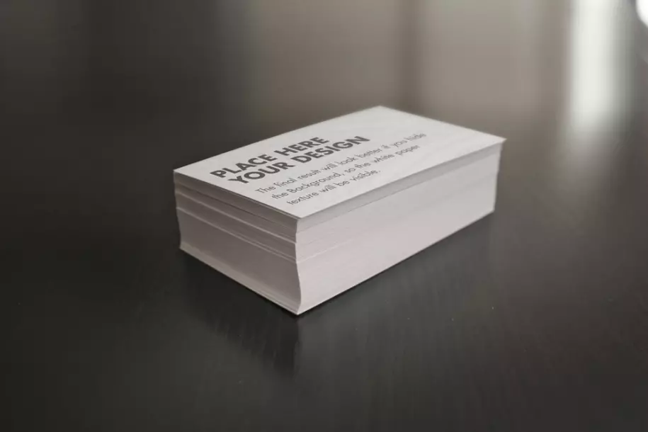 PSD mockup of business cards on the table