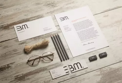 PSD mockup of document, envelope and business cards