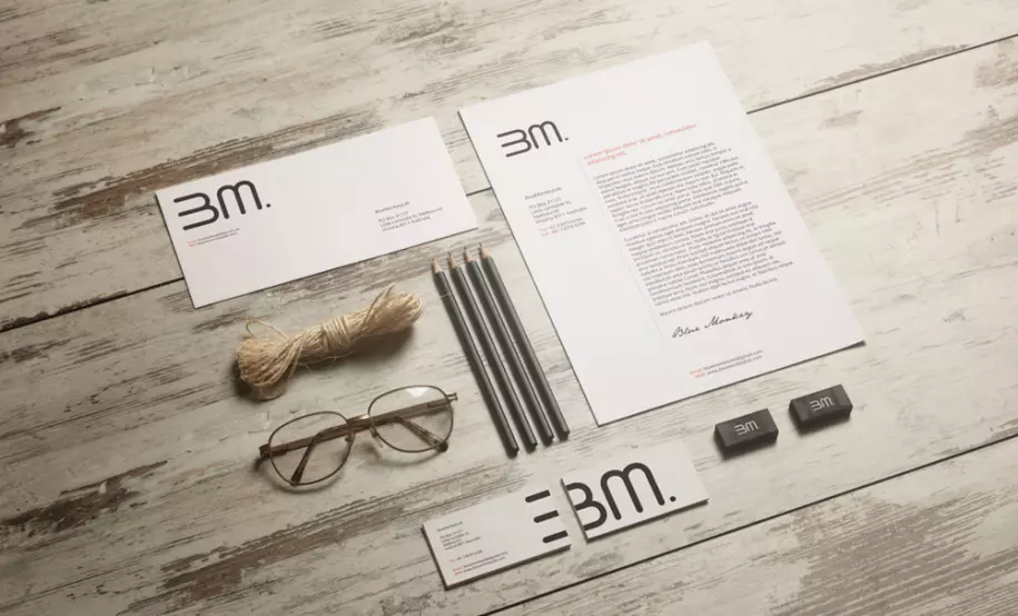 PSD mockup of document, envelope and business cards