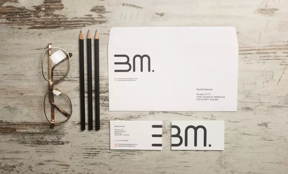 PSD mockup of an envelope and business cards