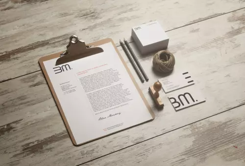 PSD mockup of stationery, business cards and notepad