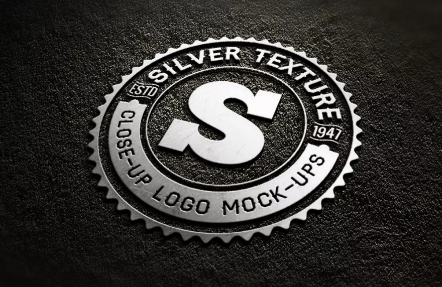 Download Logo PSD mockup on black texture background