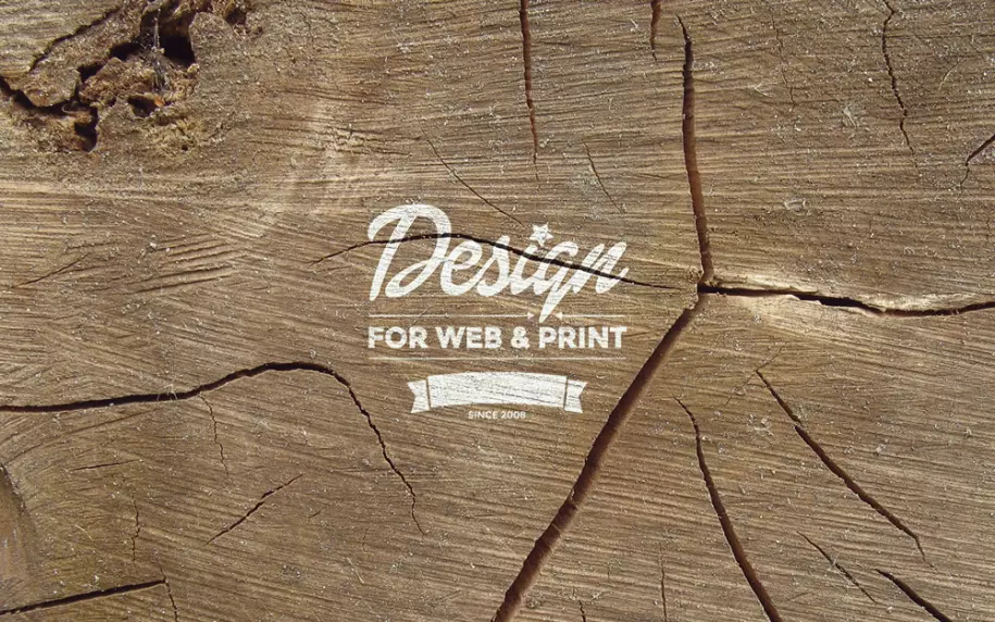 Wood lettering PSD mockup