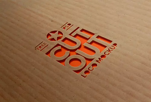 Logo PSD mockup on cardboard