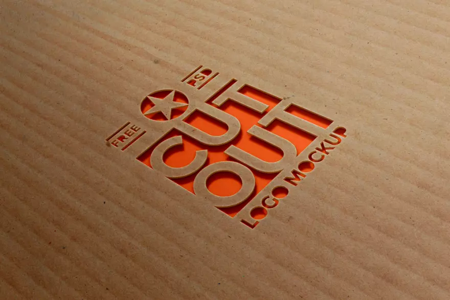 Download Logo PSD mockup on cardboard