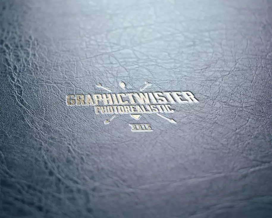 PSD mockup lettering on a leather surface