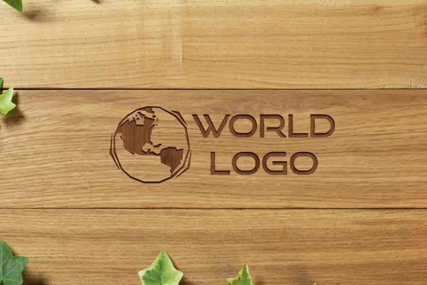 Download Mockup lettering with a picture on a wooden board