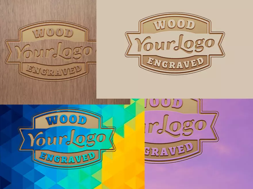 Download PSD logo mockup on 4 backgrounds