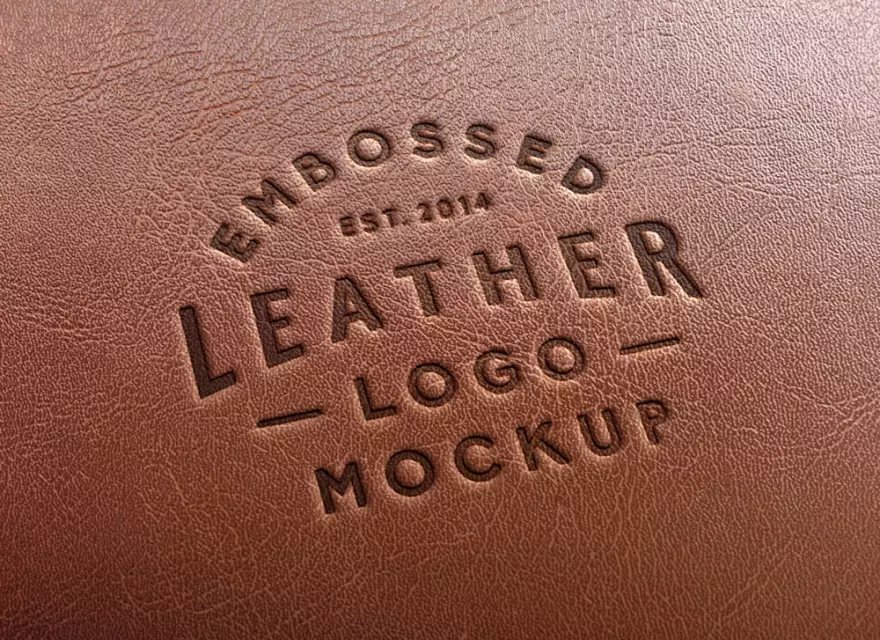 Download PSD mockup lettering on a leather surface