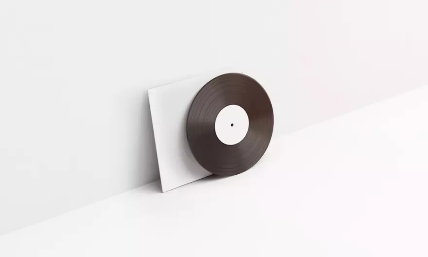 Download PSD mockup of a record with a case