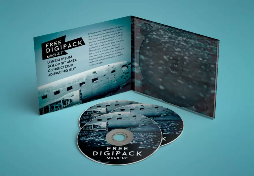 Download PSD mockup of three discs and a case