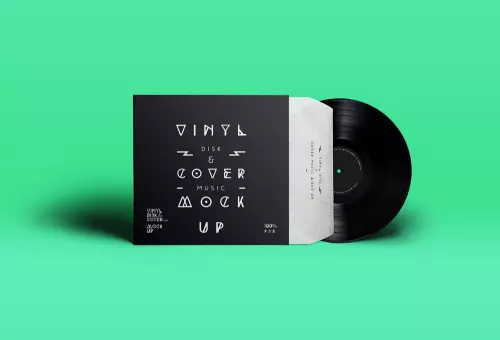 PSD mockup of record in paper packaging