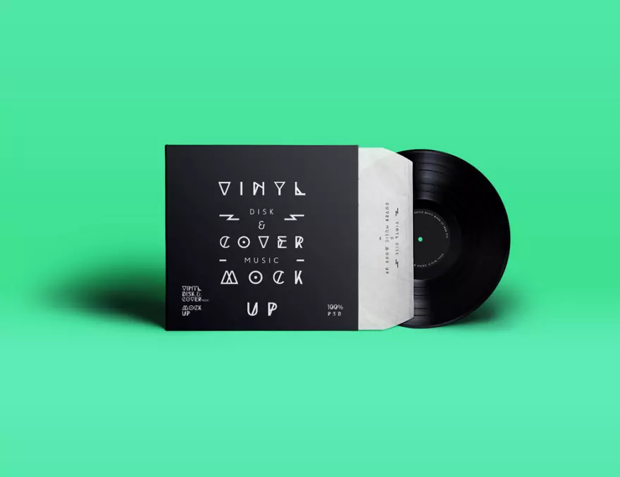 Download PSD mockup of record in paper packaging
