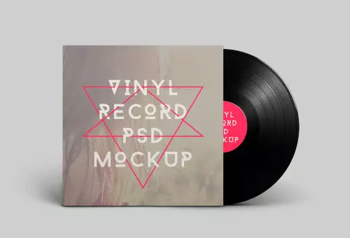 PSD mockup of music products on vinyl