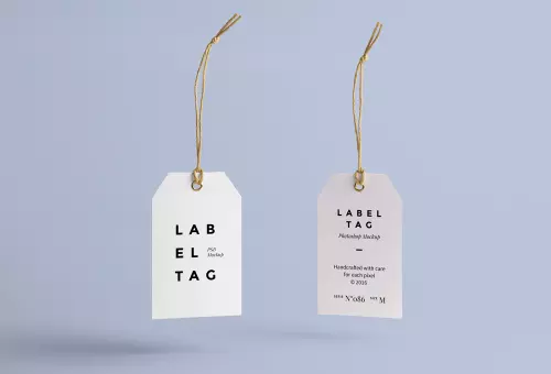 Two hanging labels PSD mockup