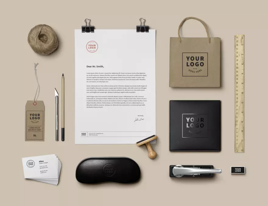 Download PSD mockup of stationery items