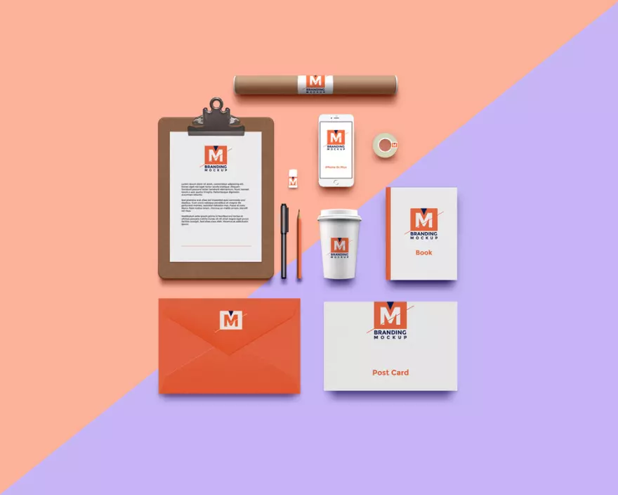 Download PSD mockup of corporate identity components