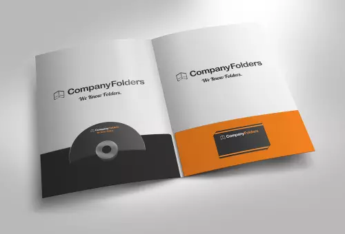 Booklet cover mockup with CD and business card