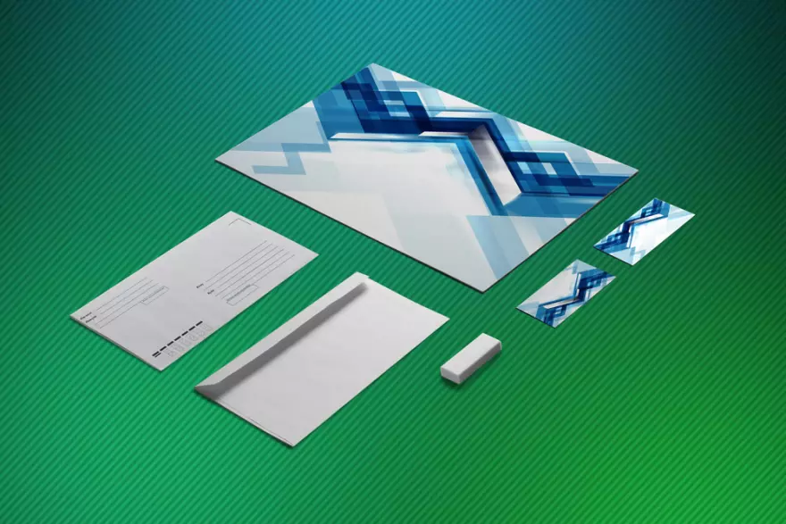 Download PSD mockup sheet, business cards, envelope
