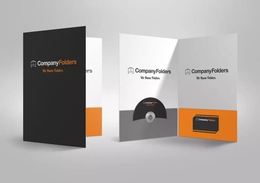 Download PSD mockup of two booklets with a CD and a business card