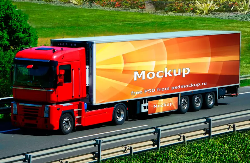 Download Semi truck PSD mockup