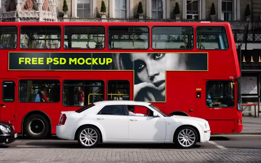 Download Bus banner PSD mockup